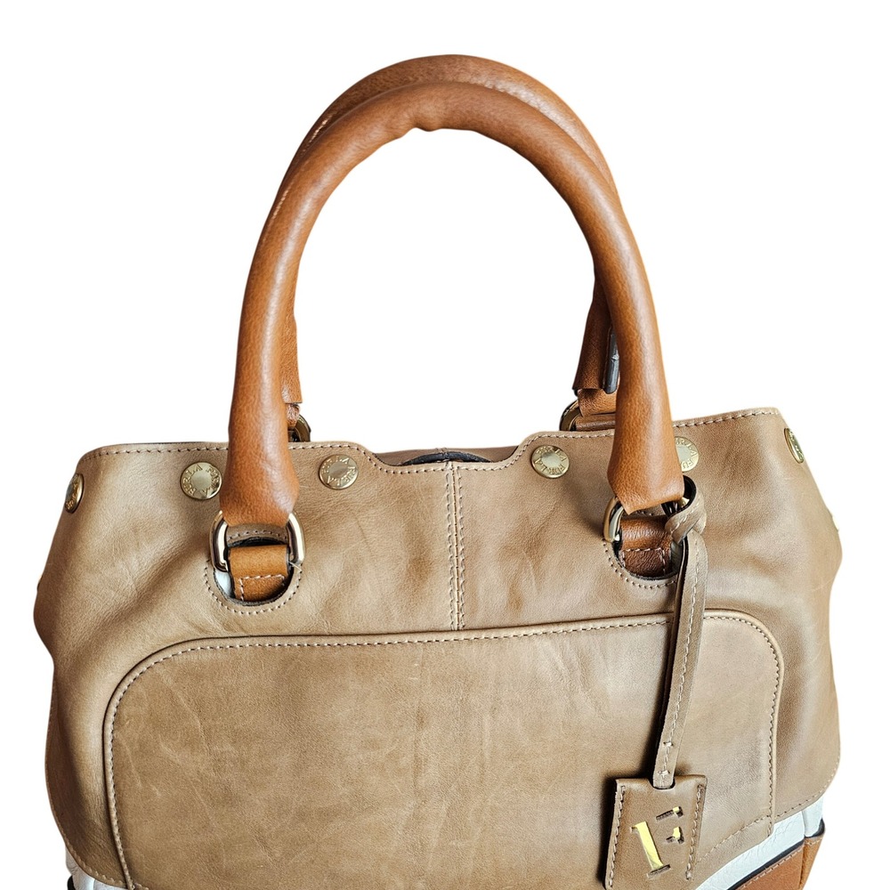 Furla Tri Color Leather Popper Colour Block Satchel - Picture 2 of 12